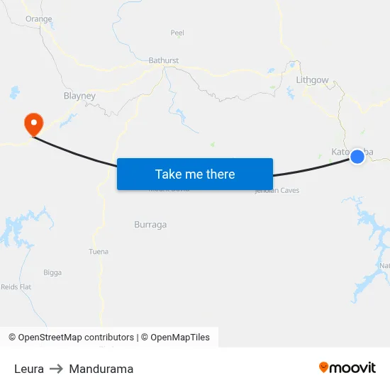 Leura to Mandurama map