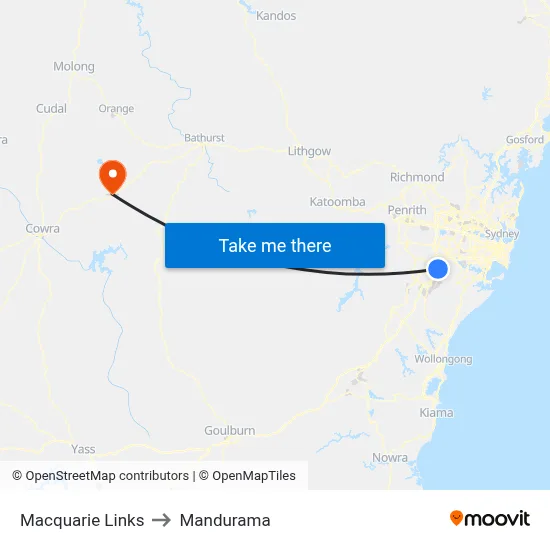 Macquarie Links to Mandurama map