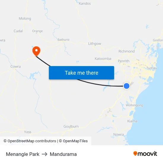 Menangle Park to Mandurama map