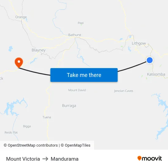 Mount Victoria to Mandurama map
