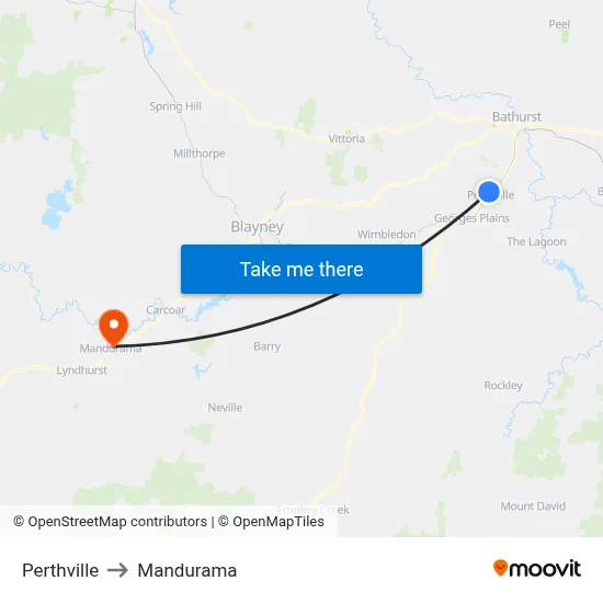 Perthville to Mandurama map