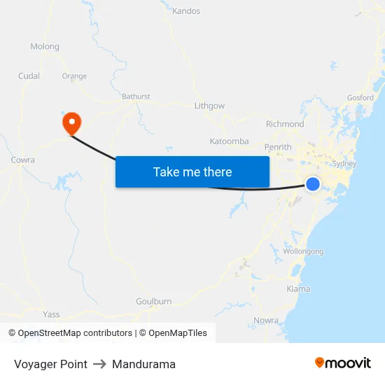 Voyager Point to Mandurama map