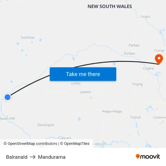 Balranald to Mandurama map