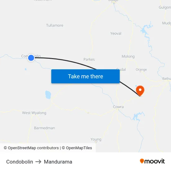 Condobolin to Mandurama map