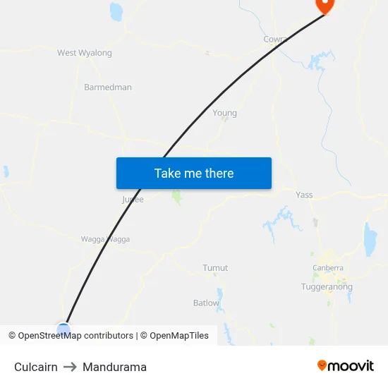 Culcairn to Mandurama map