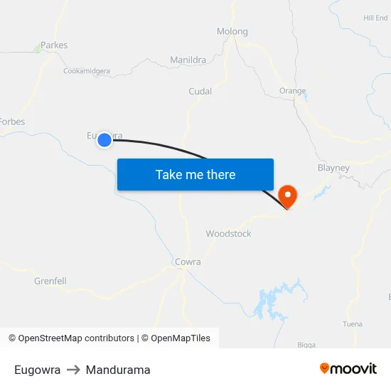Eugowra to Mandurama map