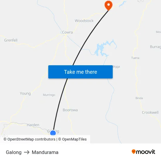 Galong to Mandurama map