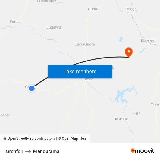 Grenfell to Mandurama map