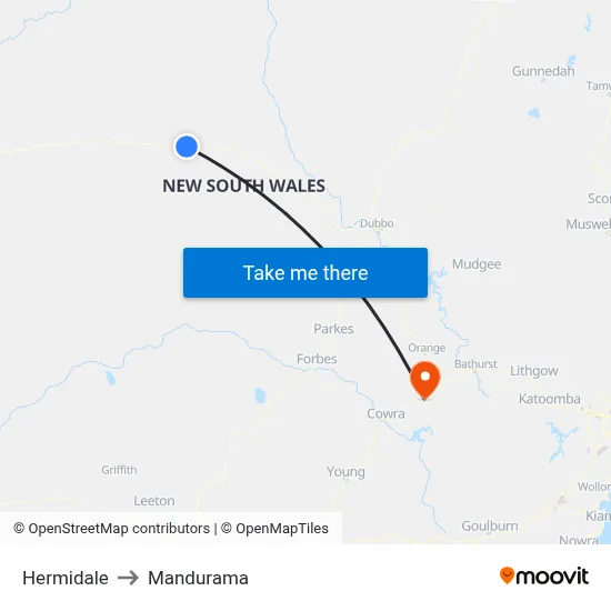 Hermidale to Mandurama map