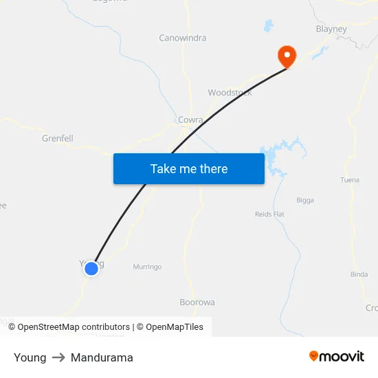 Young to Mandurama map