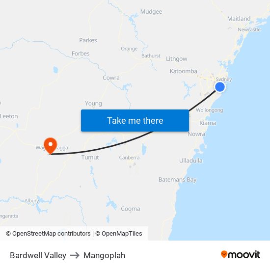 Bardwell Valley to Mangoplah map