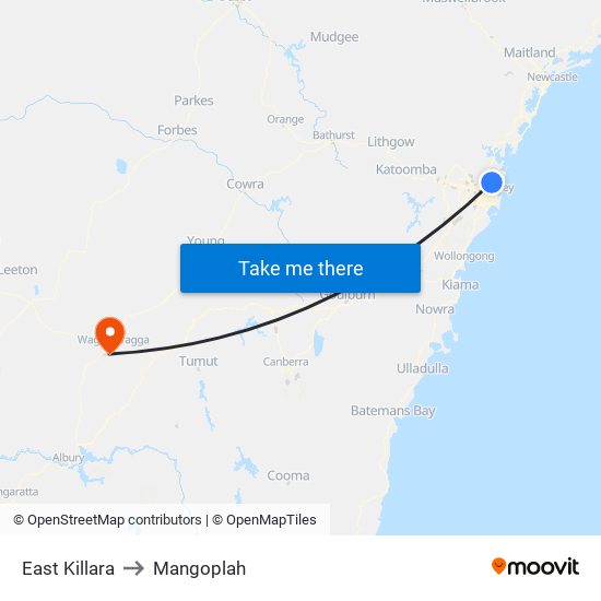 East Killara to Mangoplah map