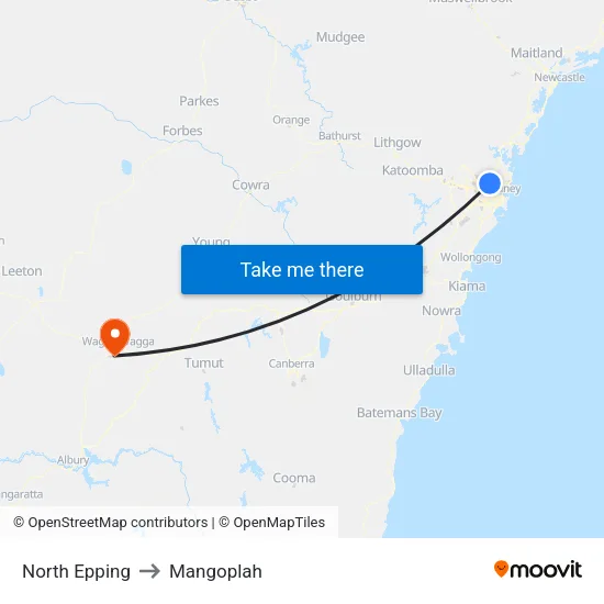 North Epping to Mangoplah map