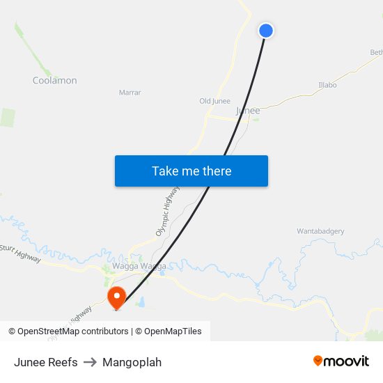 Junee Reefs to Mangoplah map