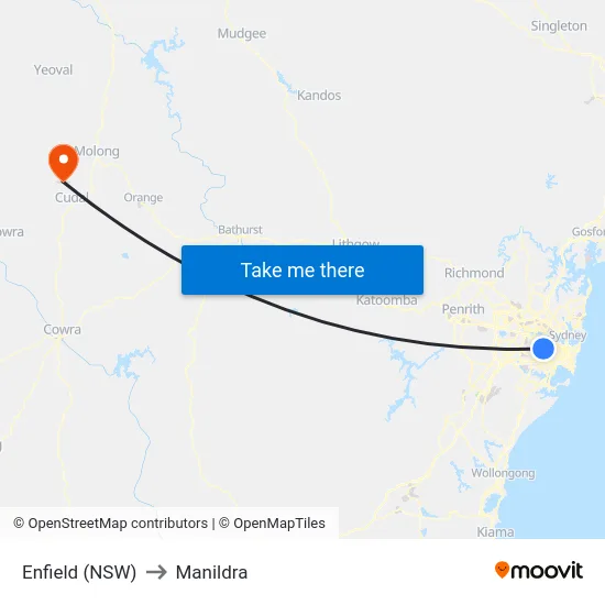 Enfield (NSW) to Manildra map
