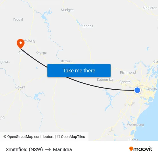 Smithfield (NSW) to Manildra map