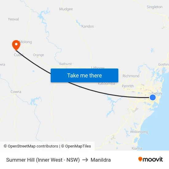 Summer Hill (Inner West - NSW) to Manildra map