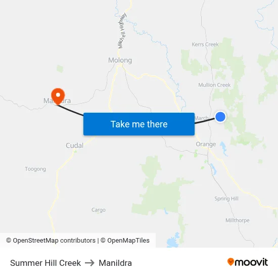 Summer Hill Creek to Manildra map