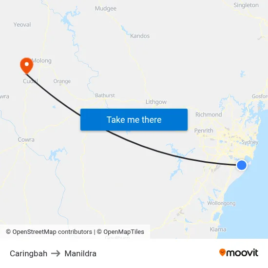 Caringbah to Manildra map