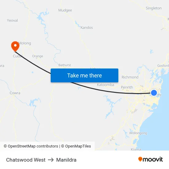 Chatswood West to Manildra map