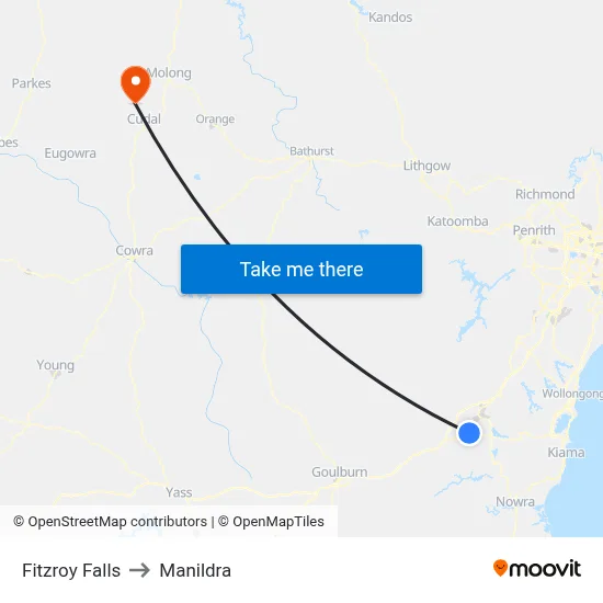 Fitzroy Falls to Manildra map