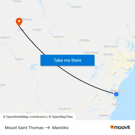 Mount Saint Thomas to Manildra map