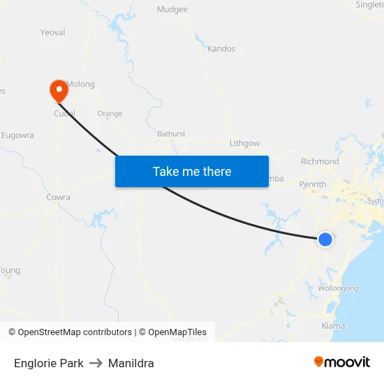 Englorie Park to Manildra map