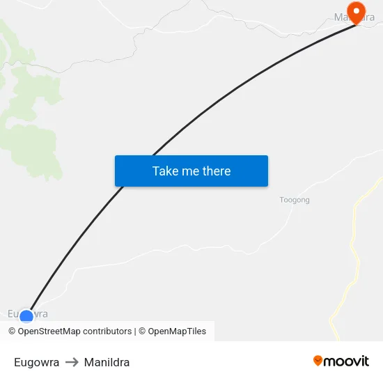 Eugowra to Manildra map
