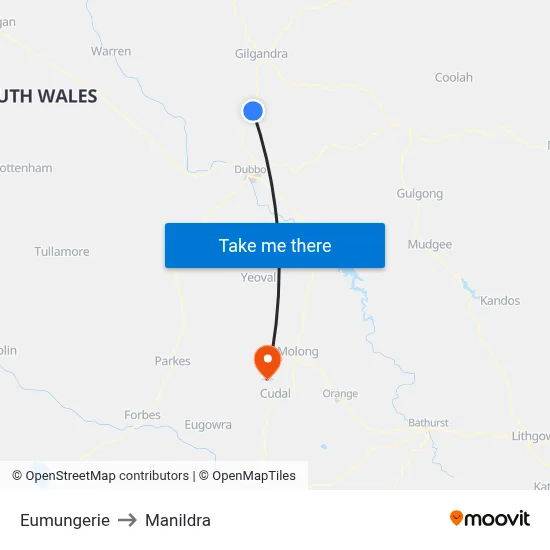 Eumungerie to Manildra map
