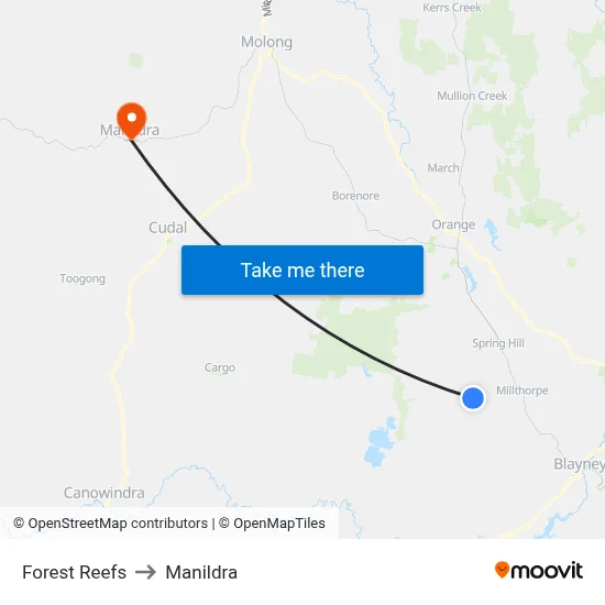 Forest Reefs to Manildra map