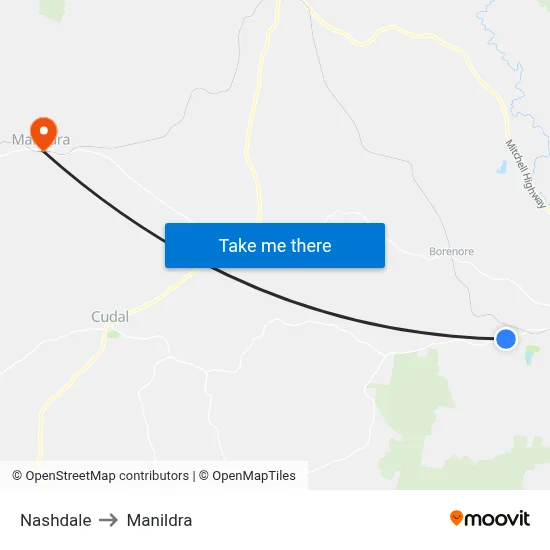 Nashdale to Manildra map