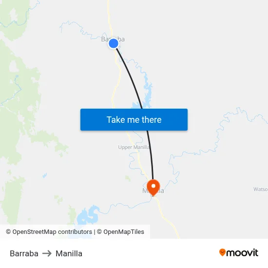 Barraba to Manilla map