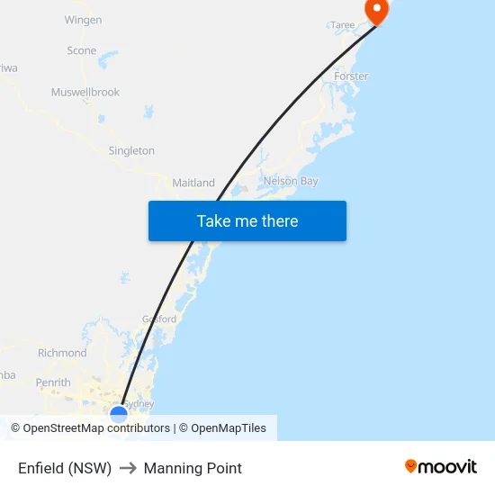 Enfield (NSW) to Manning Point map