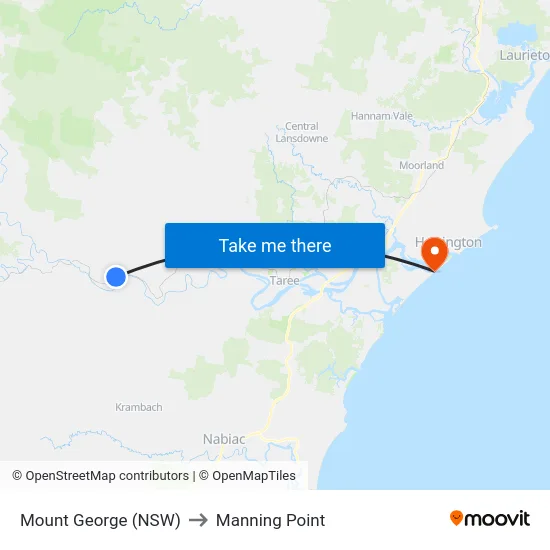 Mount George (NSW) to Manning Point map