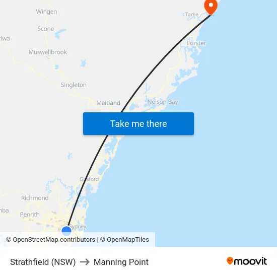 Strathfield (NSW) to Manning Point map