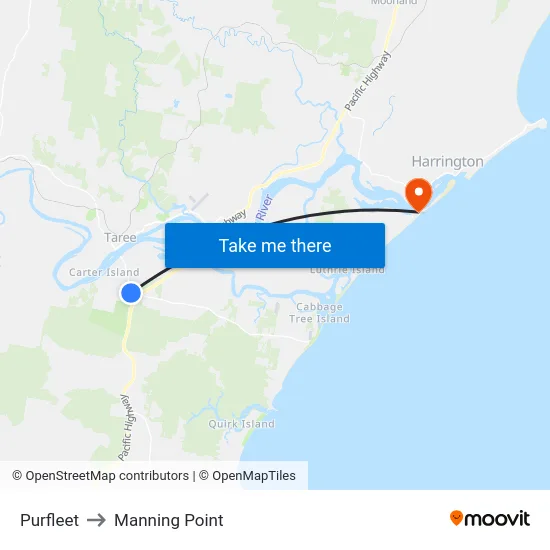 Purfleet to Manning Point map