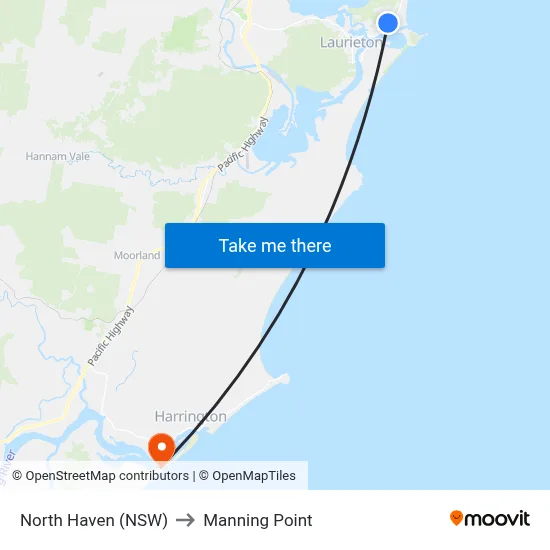 North Haven (NSW) to Manning Point map