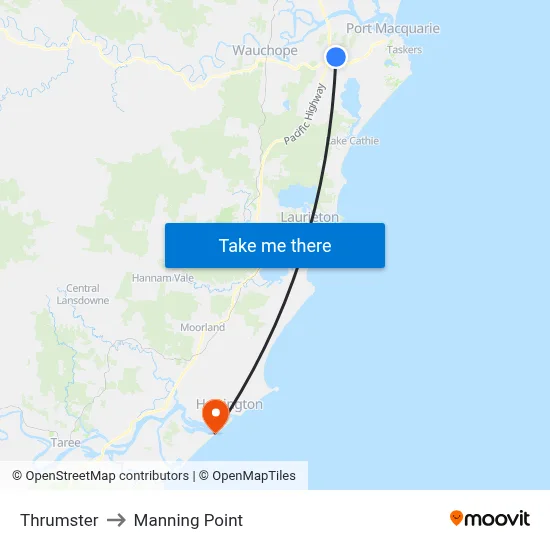 Thrumster to Manning Point map