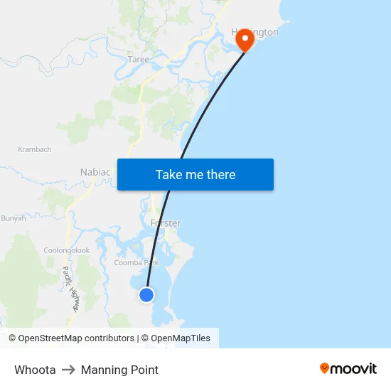 Whoota to Manning Point map