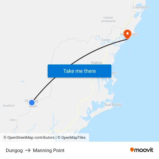 Dungog to Manning Point map