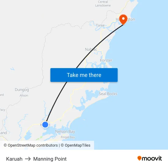 Karuah to Manning Point map
