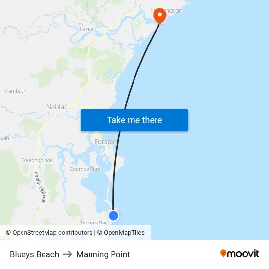 Blueys Beach to Manning Point map