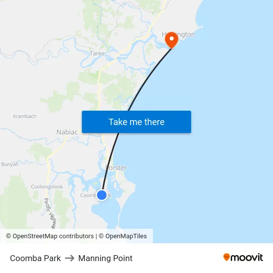 Coomba Park to Manning Point map