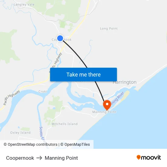 Coopernook to Manning Point map