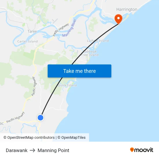 Darawank to Manning Point map