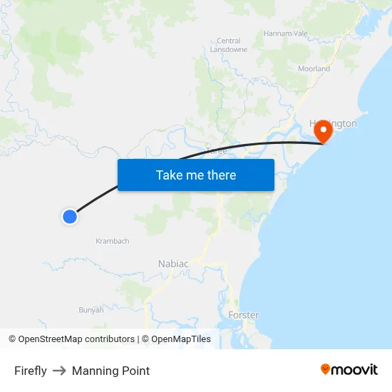 Firefly to Manning Point map