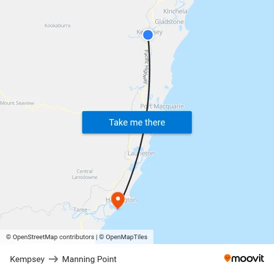 Kempsey to Manning Point map