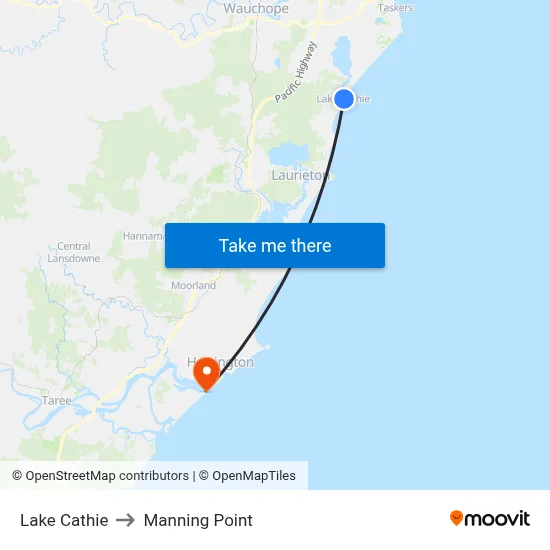 Lake Cathie to Manning Point map