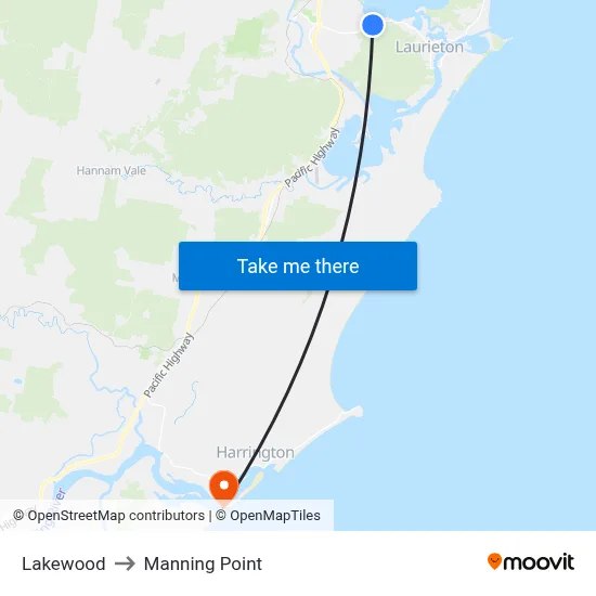 Lakewood to Manning Point map