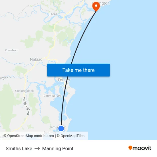 Smiths Lake to Manning Point map